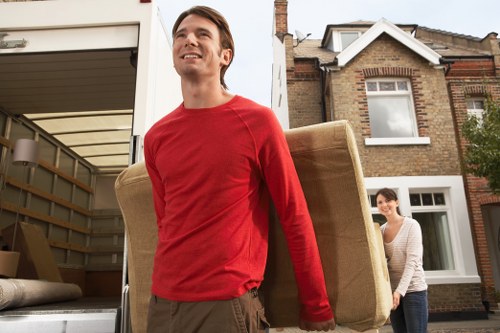 IT equipment and office furniture being prepared for a Silvertown business move