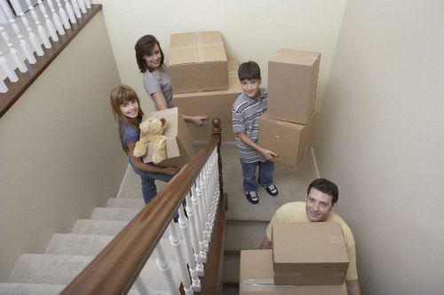 Packed household belongings ready for storage in Silvertown